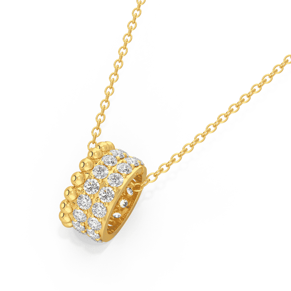 Charli Close Up Yellow Gold Lab Grown Diamond Triple Row Rondelle Pendant