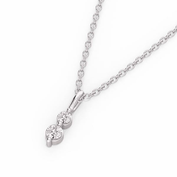 Dew Pink Round Close Up White Gold Lab Grown Diamond Charm Pendant