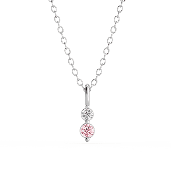 Dew Pink Round Front White Gold Lab Grown Diamond Charm Pendant