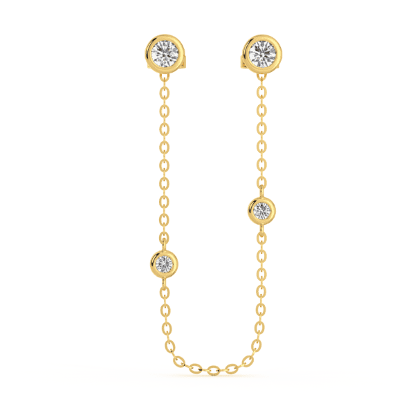 Elara Front Yellow Gold Diamond Two Bezel Chain Enhancer With Anna Studs