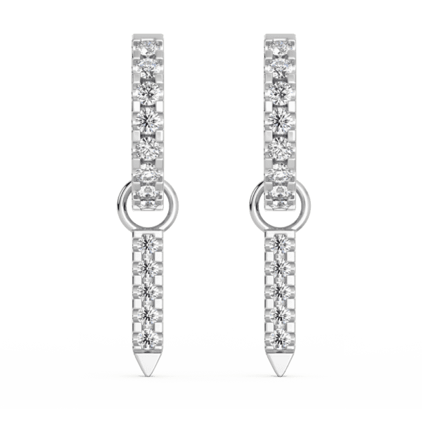 Gemma Small Front White Gold Diamond Pointed Bar Earring Enhancer With Erica Hoops
