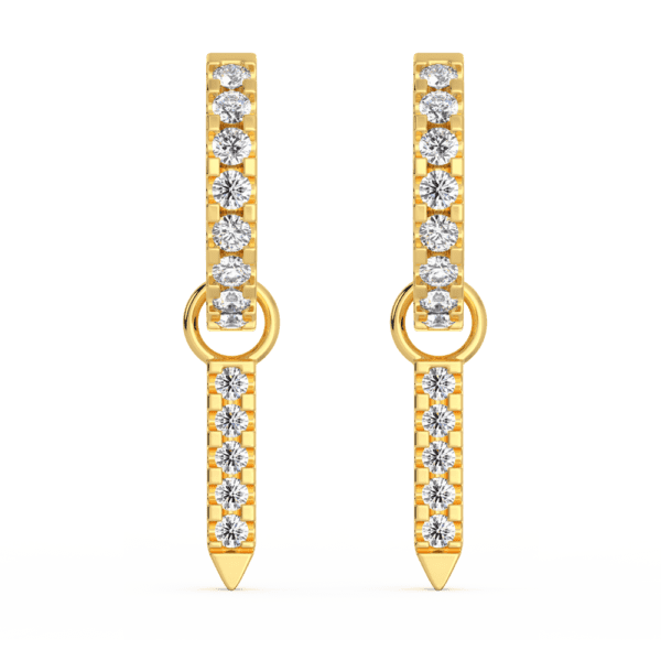 Gemma Small Front Yellow Gold Diamond Pointed Bar Earring Enhancer With Erica Hoops