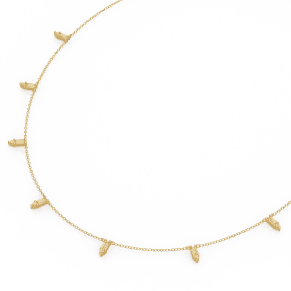 Greta Close Up Yellow Gold Diamond Baguette Round Accents Necklace