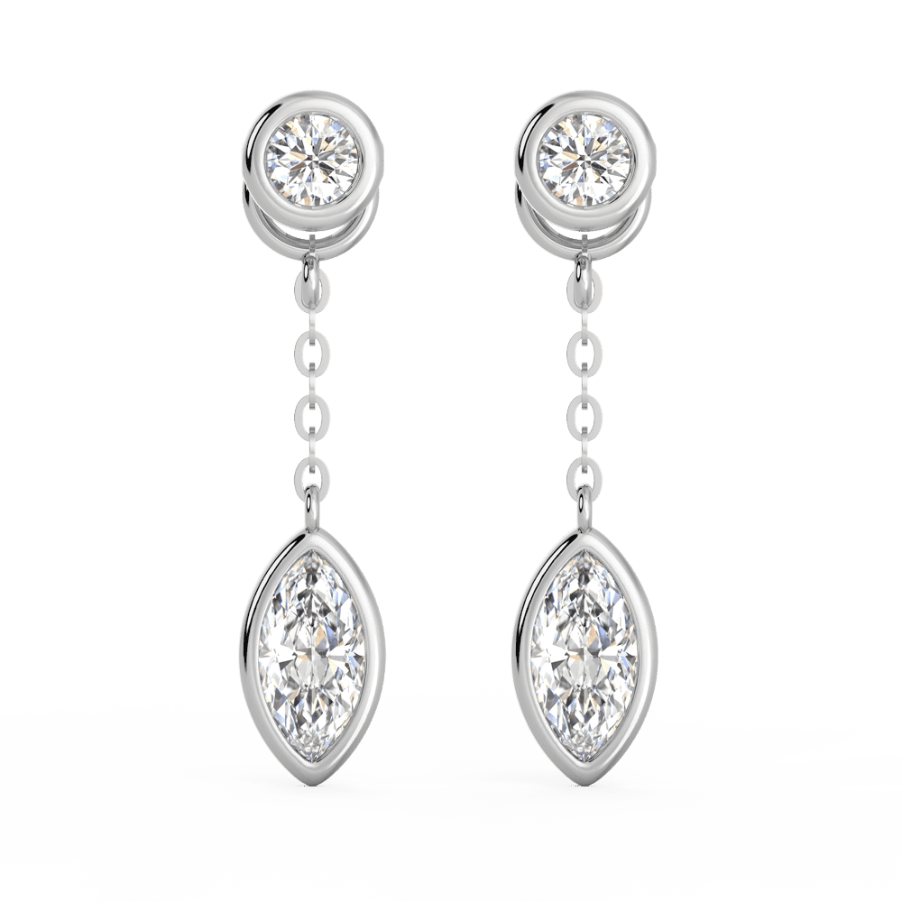 Jen Marquise Front White Gold Diamond Bezel Drop Enhancer With Anna Studs