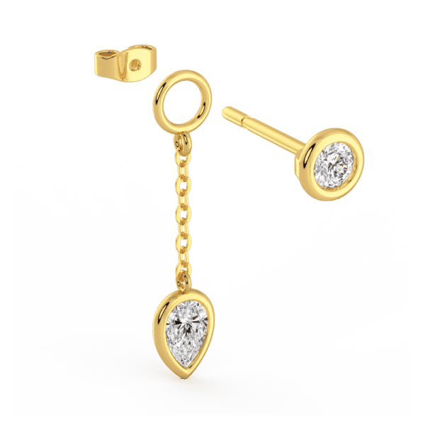 Jen Pear Angled Yellow Gold Diamond Bezel Drop Enhancer With Anna Studs