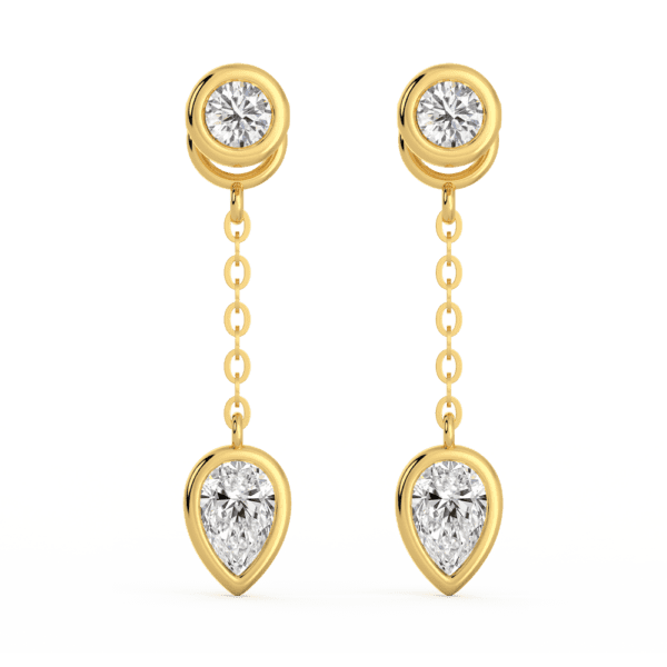 Jen Pear Front Yellow Gold Diamond Bezel Drop Enhancer With Anna Studs