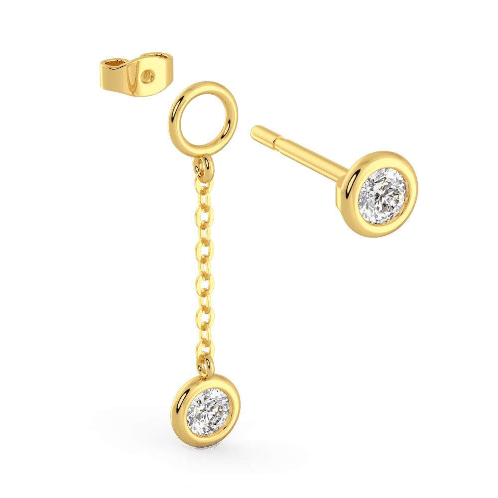 Jen Round Small Angled Yellow Gold Diamond Bezel Drop Enhancer With Anna Studs