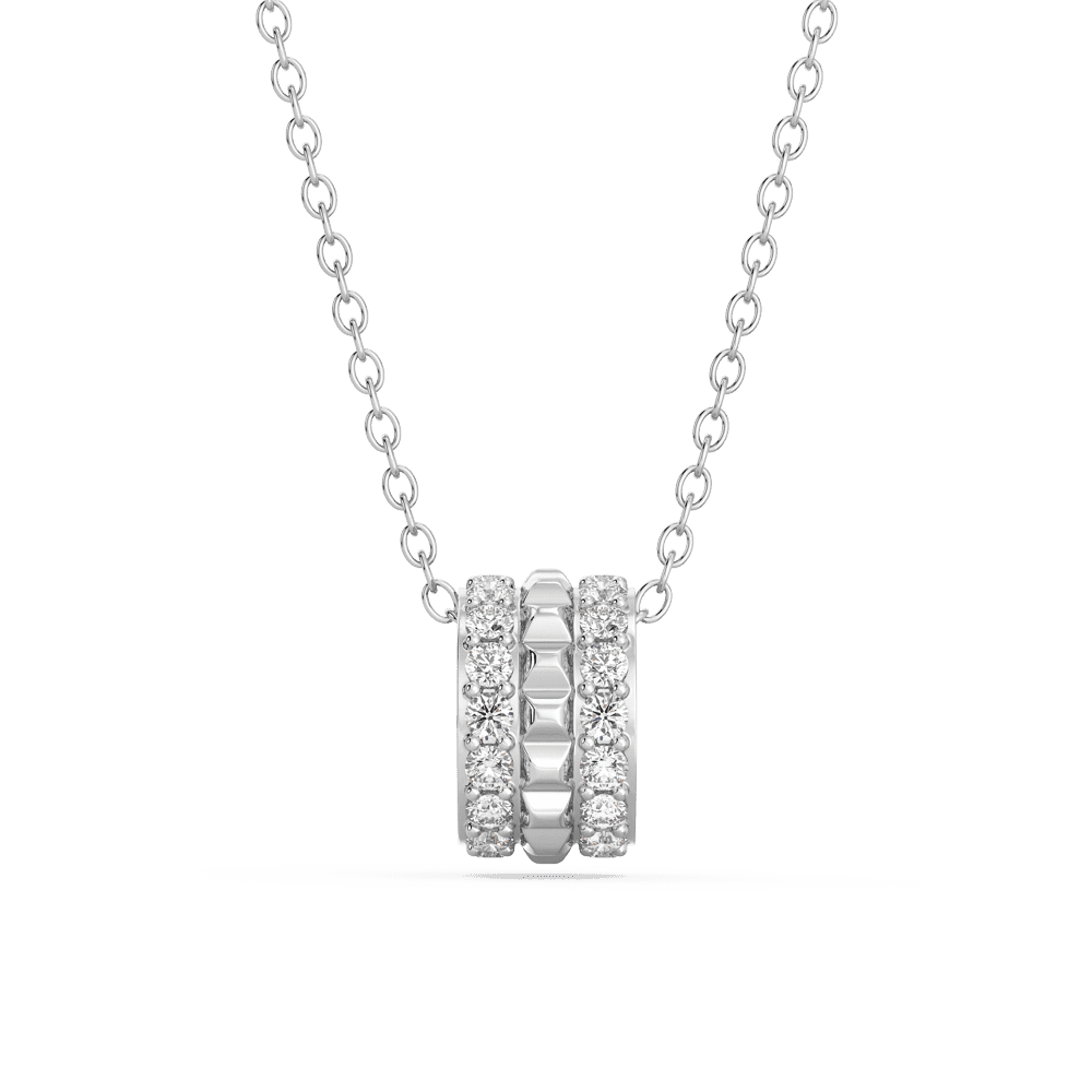 Justine Front White Gold Lab Grown Diamond 3 Row Rondelle Pendant