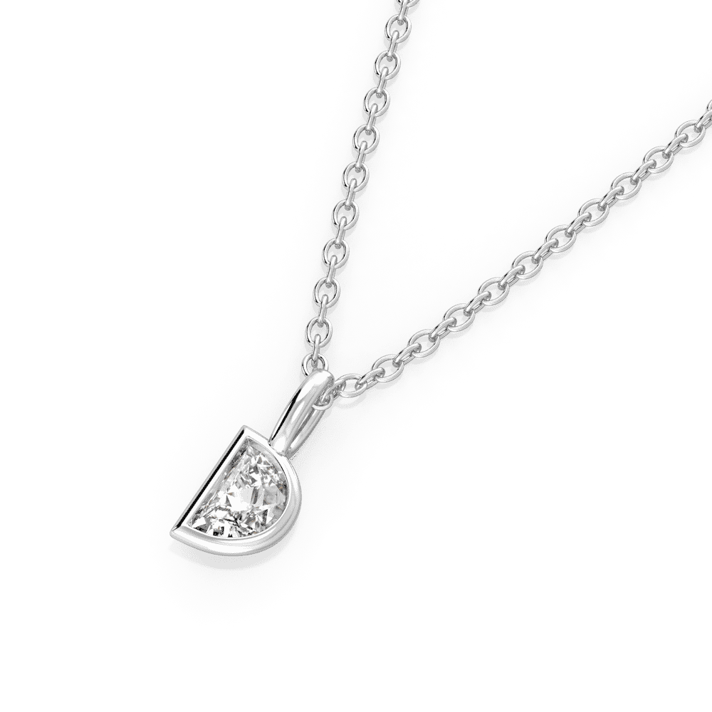 Lou Half Moon Close Up White Gold Lab Grown Diamond Bezel Charm Pendant