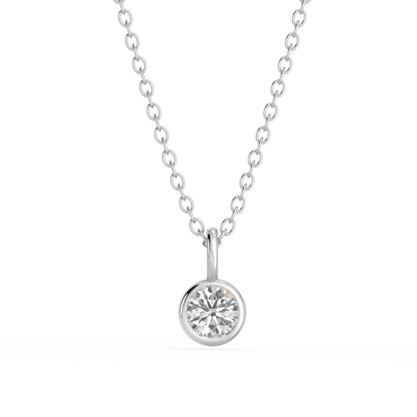 Lou Round Large Front White Gold Lab Grown Diamond Bezel Charm Pendant