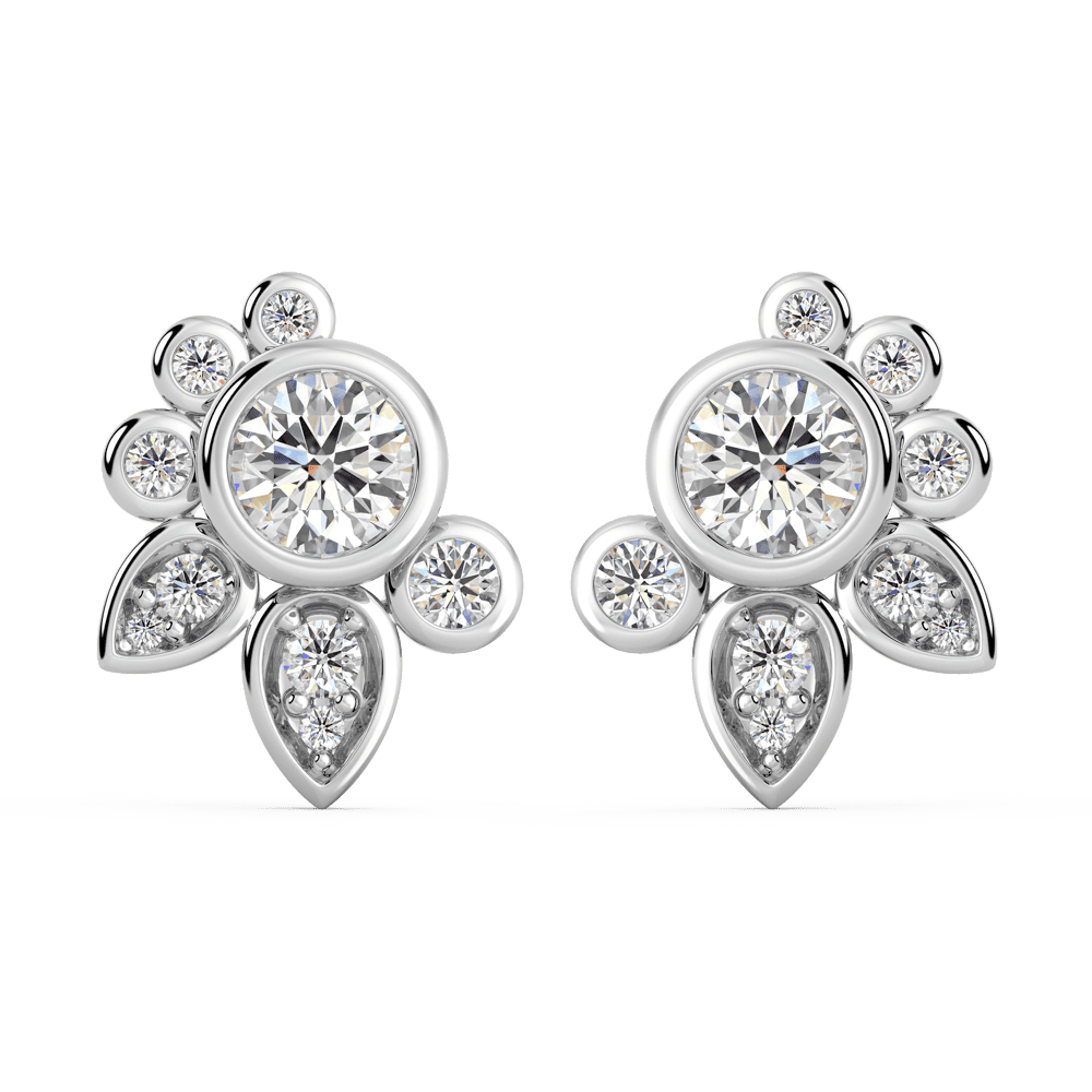 Rita Pear Shape Front White Gold Diamond Cluster Earring Enhancer With Anna Studs