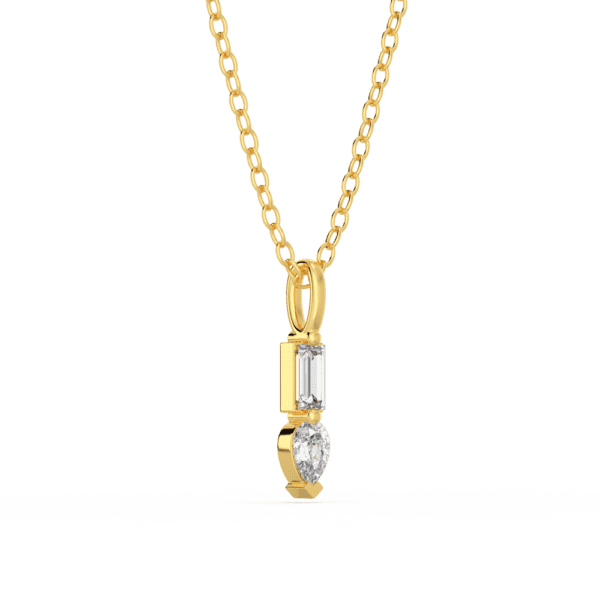 Thea Baguette Pear Angled Yellow Gold Lab Grown Diamond Charm Pendant