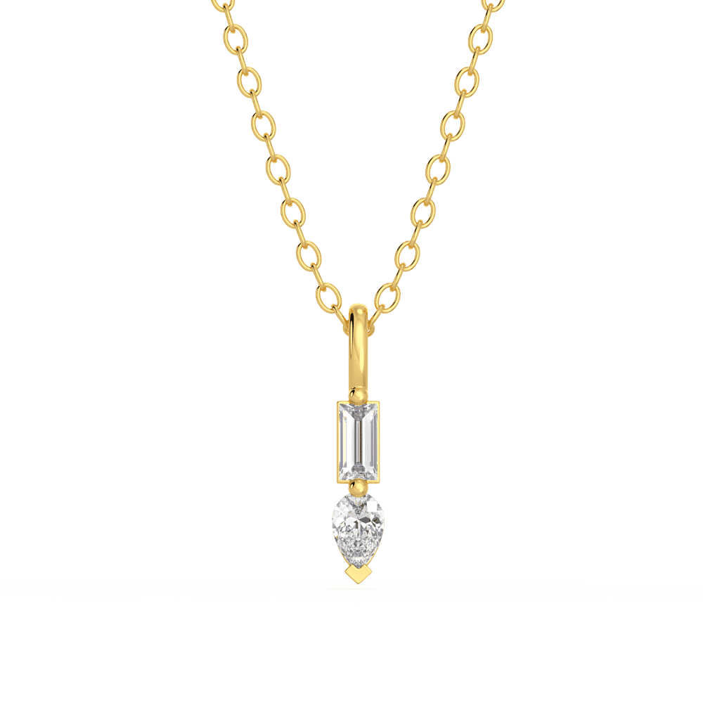 Thea Baguette Pear Front Yellow Gold Lab Grown Diamond Charm Pendant