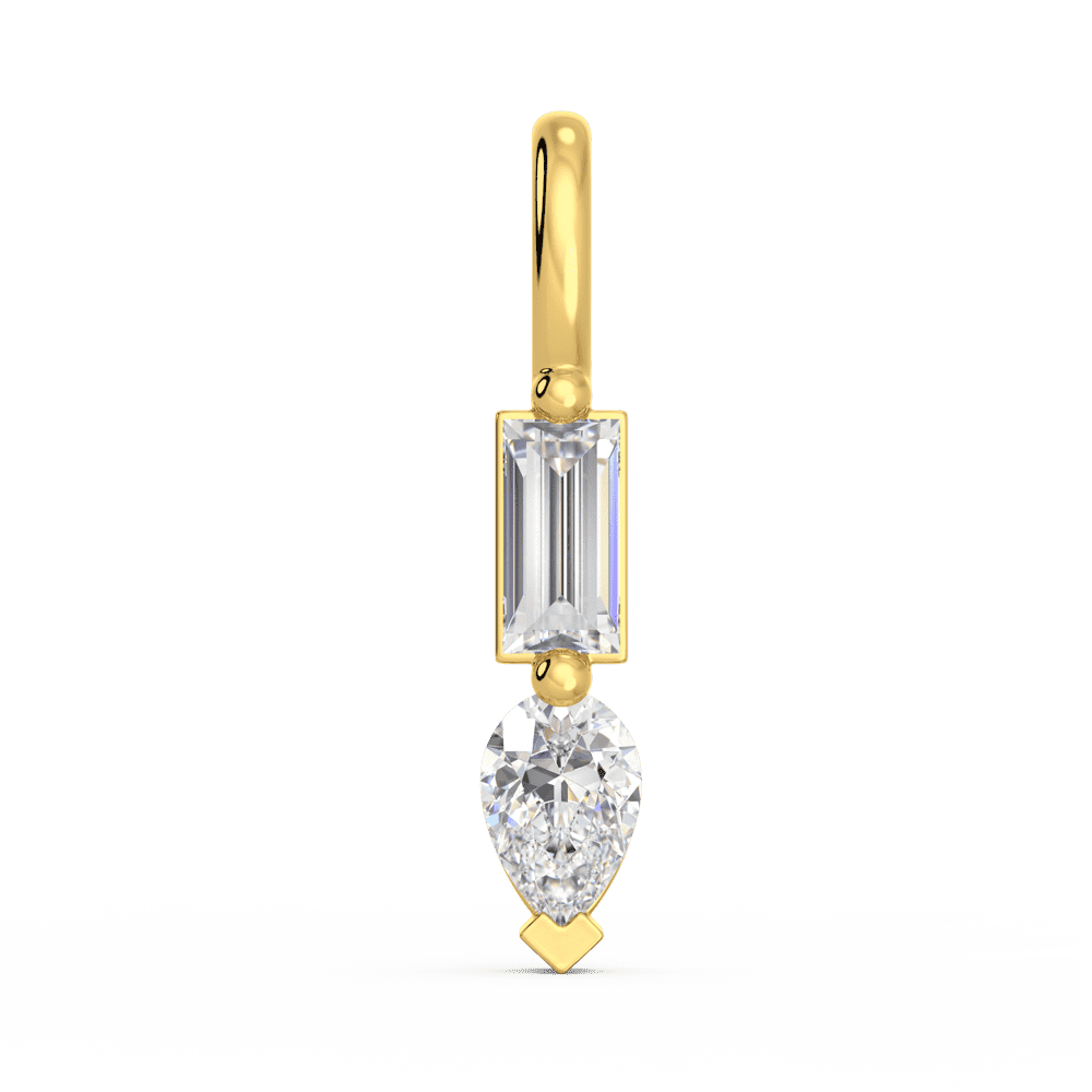 Thea Baguette Pear Front Yellow Gold Lab Grown Diamond Charm