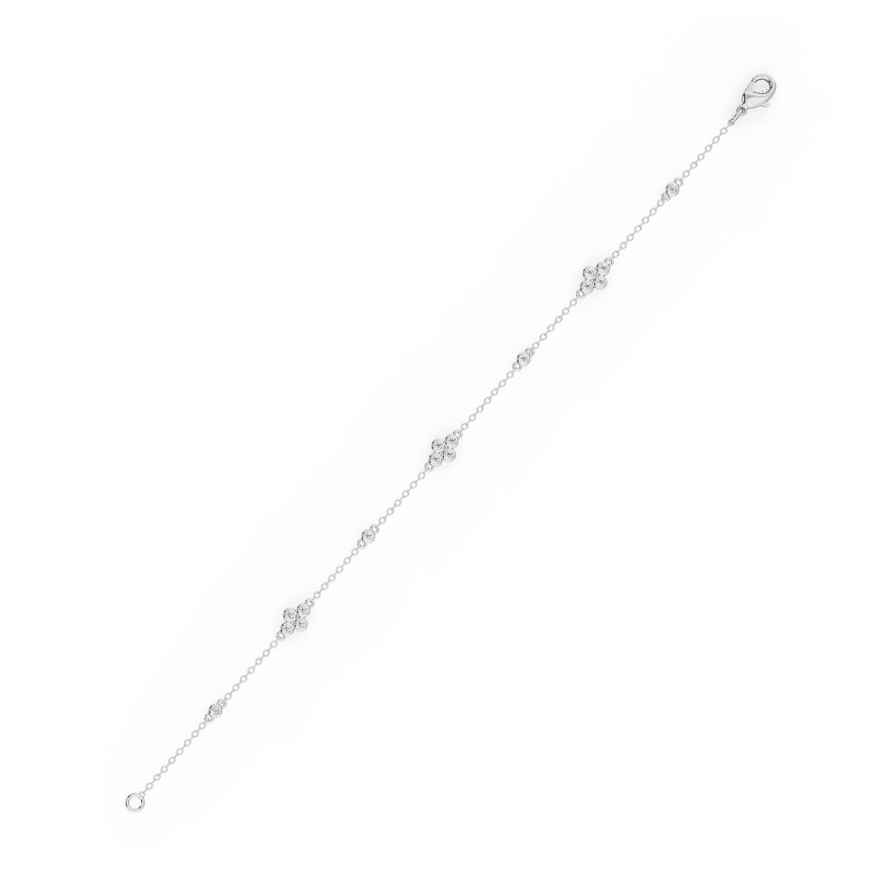 Veda Angle White Gold 4 Round Alternating Bracelet