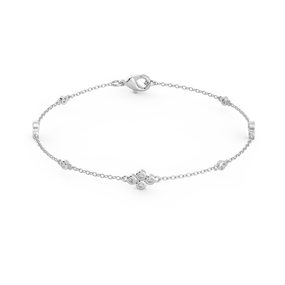 Veda Front White Gold 4 Round Alternating Bracelet