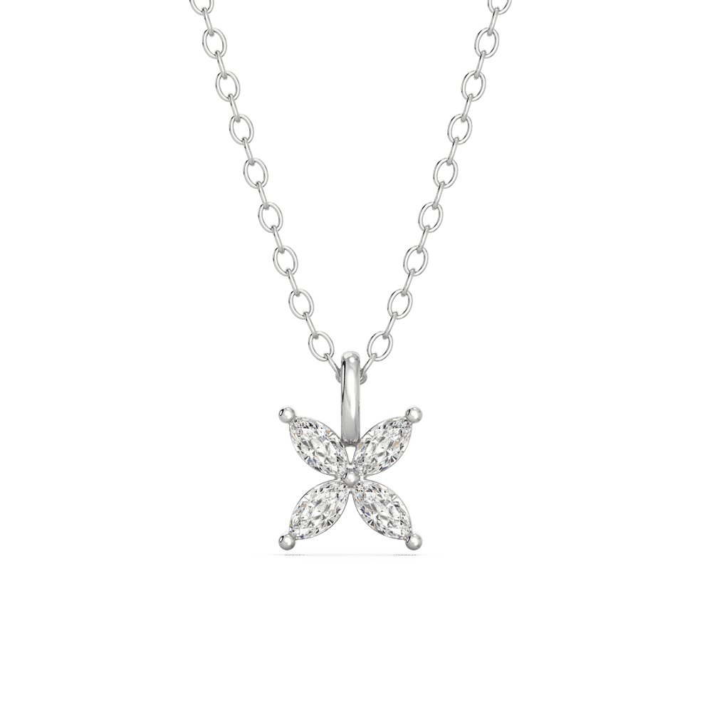 Winnie Front White Gold Diamond Marquise Petal Floral Charm Pendant