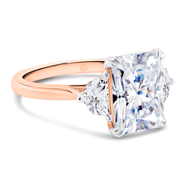 Allegra Radiant Angle Rose Gold Lab Grown Diamond Trilogy Ring