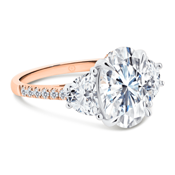 Jacqueline Oval Angle Rose Gold Lab Grown Diamond Trilogy Ring