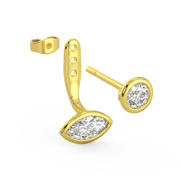 Luna Marquise Angled Yellow Gold Lab Grown Diamond Bezel Enhancer With Anna Studs