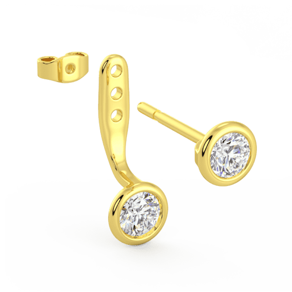 Luna Round Medium Angle Yellow Gold Lab Grown Diamond Bezel Enhancer With Anna Studs
