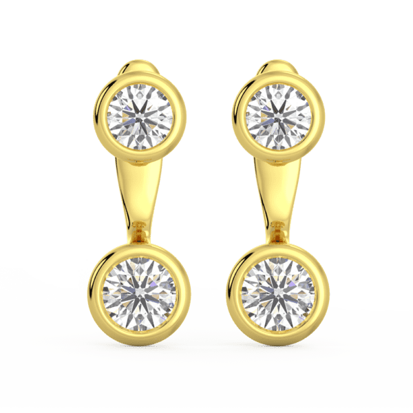 Luna Round Medium Front Yellow Gold Lab Grown Diamond Bezel Enhancer With Anna Studs