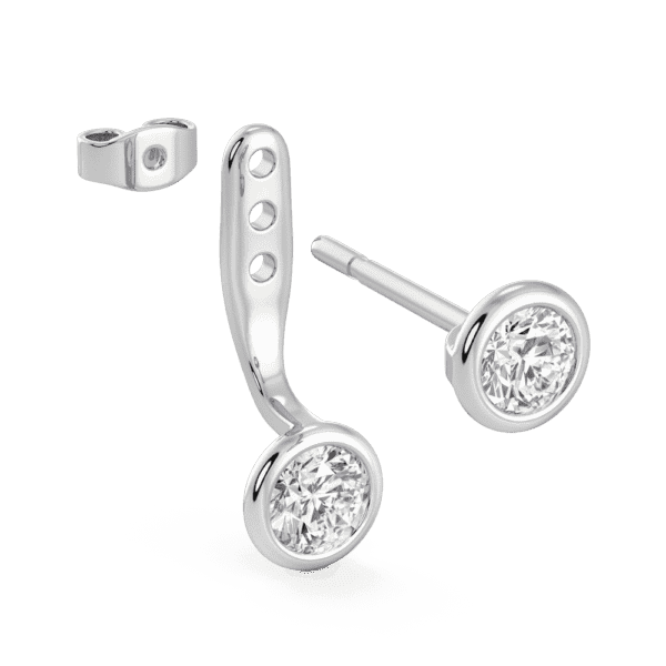 Luna Round Small Angled White Gold Lab Grown Diamond Bezel Enhancer With Anna Studs