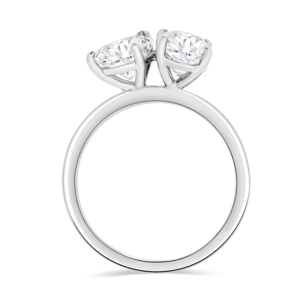 Abrielle 9X6 Side White Gold Moissanite Oval Pear Toi Et Moi Engagement Ring
