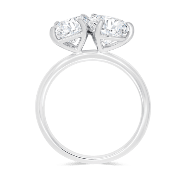 Annette 9X6 Side White Gold Moissanite Emerald Pear Cut Toi Et Moi Engagement Ring
