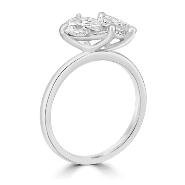 Aurelie 10X5 Angled White Gold Moissanite Marquise Pear Cut Toi Et Moi Engagement Ring