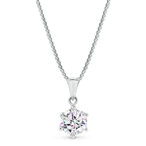 Elissa 6.0 White Gold Diamond Classic 6 Prong Bail Pendant
