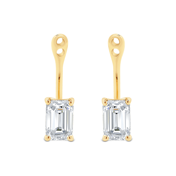 Eva Emerald 6x4 Enhancers LGD 18K Yellow Gold 0.33tcw