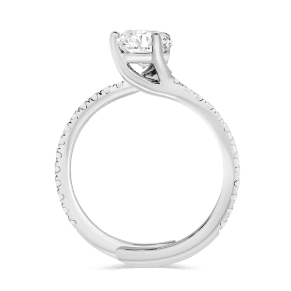 Florette 9X6 Side White Gold Moissanite Pear Cut Interlocking Prong Set Toi Et Moi Engagement Ring