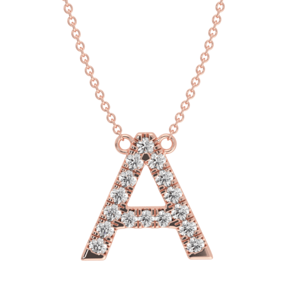 Large Initial Necklace 18K Rose Gold A