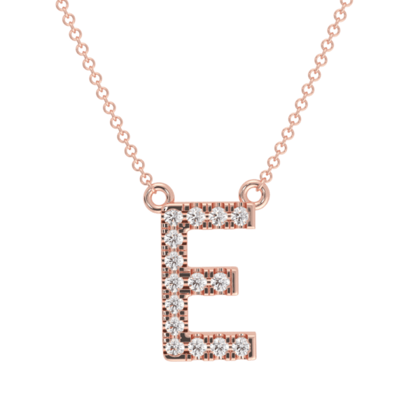 Large Initial Necklace 18K Rose Gold E