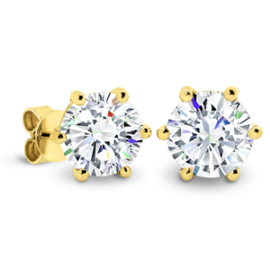 Lin 8.0 Yellow Gold Diamond 6 Prong Classic Stud Earrings