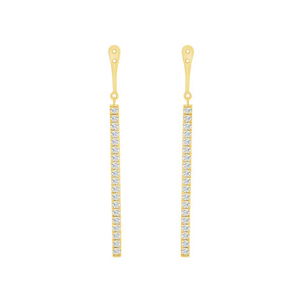 Lisbet Yellow Gold Lab Grown Diamond Long Pave Set Bar Earring Enhancer