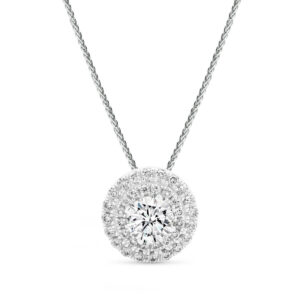 Sabrina 5.0 white gold Diamond double halo slider pendant
