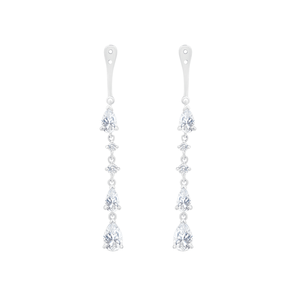 Sierra White Gold Lab Grown Diamond Long Dangling Prong Set Earring Enhancer