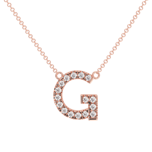 Small Initial Necklace 18K Rose Gold G