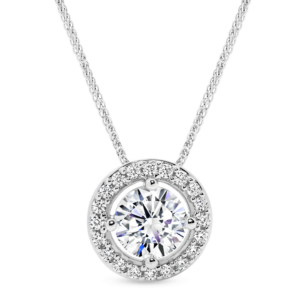 Vicky 6.5 white gold Lab Grown Diamond halo slider pendant