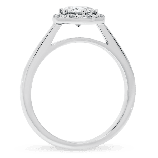 Deedee 6.0 Side White Gold Diamond 6 Prong Pave Halo Solitaire Rounded Band Ring