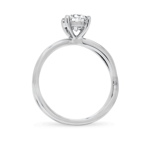 Felicity 6.5 Side White Gold Diamond 4 Prong Solitaire Infinity Crossover Band Ring