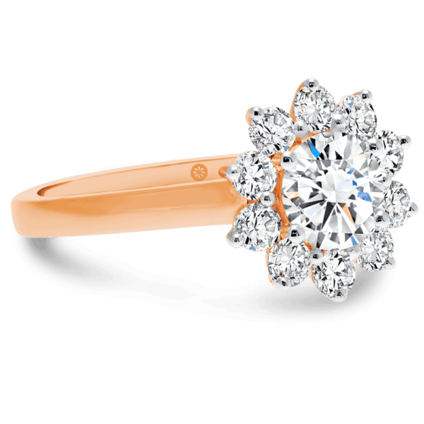 Jacinta 5.0 Angled Rose Gold Lab Grown Diamond Floral Halo Solitaire Band Ring