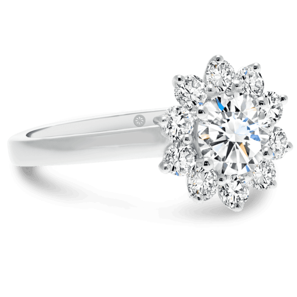 Jacinta 5.0 Angled White Gold Lab Grown Diamond Floral Halo Solitaire Band Ring