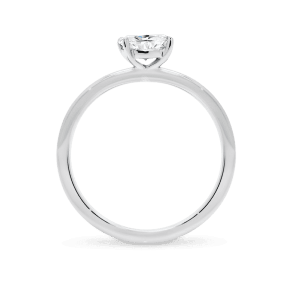 Jolie Oval 6X4 Side White Gold Diamond 4 Prong East West Set Solitaire Half Rounded Band Ring