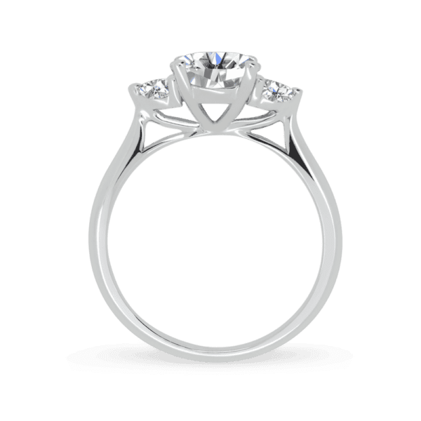 Lawnton 7.5 Side White Gold Diamond 4 Prong Trilogy Tapered Knife Edge Band Ring