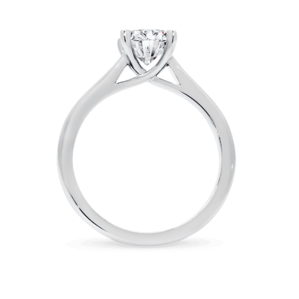 Leisel Cushion 6.0 Side White Gold Diamond 4 Prong Crossover Gallery Solitaire Rounded Band Ring