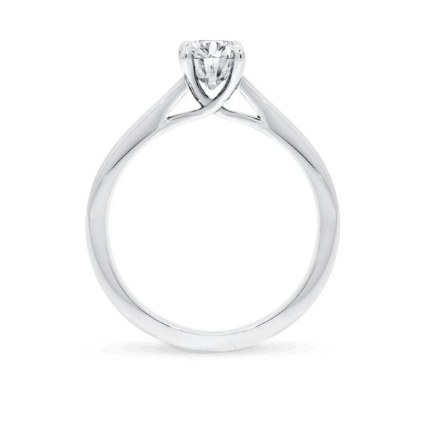 Leisel Oval 7X5 Side White Gold Diamond 4 Prong Crossover Gallery Solitaire Band Ring