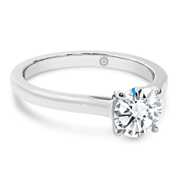 Leisel Round 6.5 Angled White Gold Lab Grown Diamond 4 Prong Crossover Gallery Solitaire Band Ring